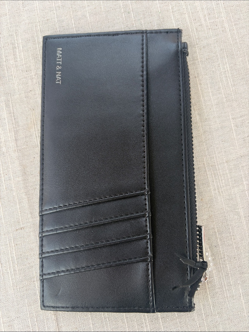 Matt & Nat Black Slim Card & Zip Wallet